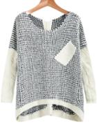 Shein Black Apricot Long Sleeve Hollow Knit Sweater