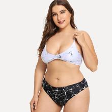 Shein Plus Two Tone Marble Bikini Set