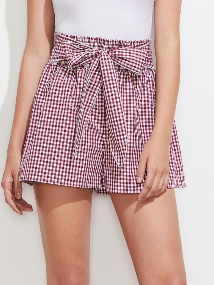 Shein Bow Tie Smocked Waist Cheered Shorts