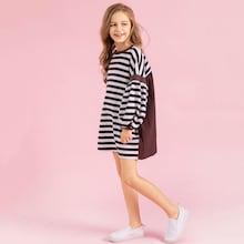 Shein Girls Bishop Sleeve Striped Sweatshirt