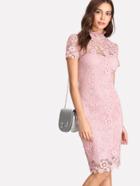 Shein Open Back Guipure Lace Overlay Dress