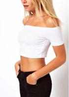 Rosewe White Off The Shoulder Short Sleeve Summer Tops