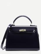 Shein Black Turnlock Strap Closure Plastic Satchel Bag