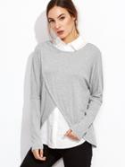 Shein Heather Grey Overlap Front 2 In 1 T-shirt