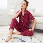 Shein Geo Print Button Up Pajama Set