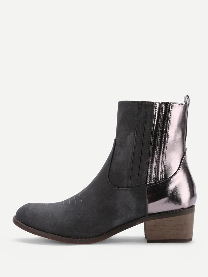 Shein Metallic Panel Ankle Boots