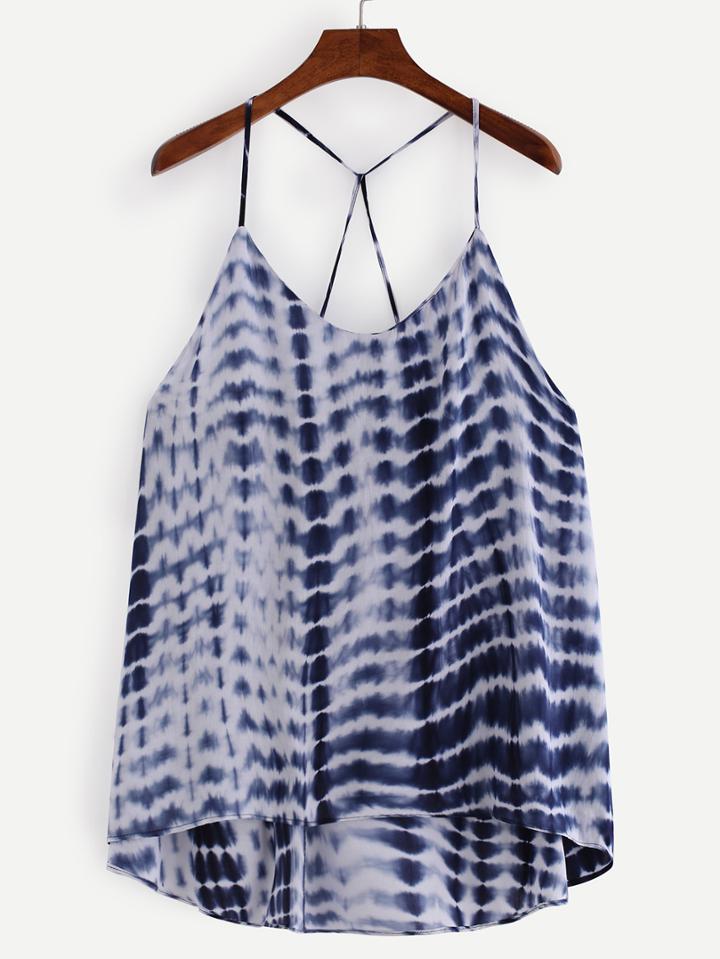 Shein Strappy Tie Dye Print Cami Top - Blue