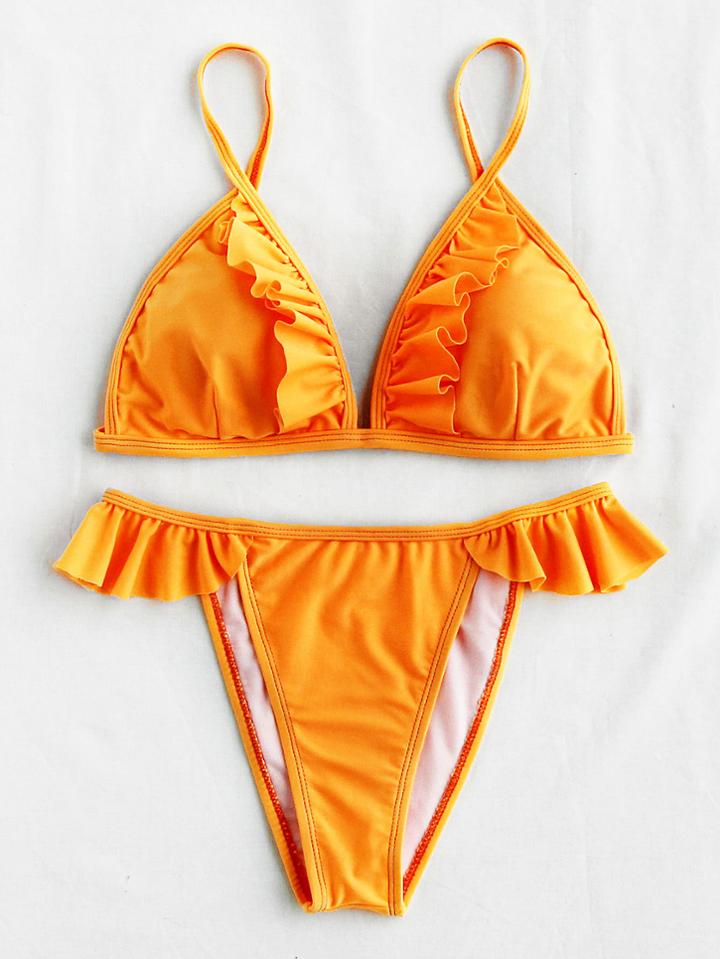 Shein Ruffle Detail Triangle Bikini Set
