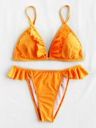 Shein Ruffle Detail Triangle Bikini Set