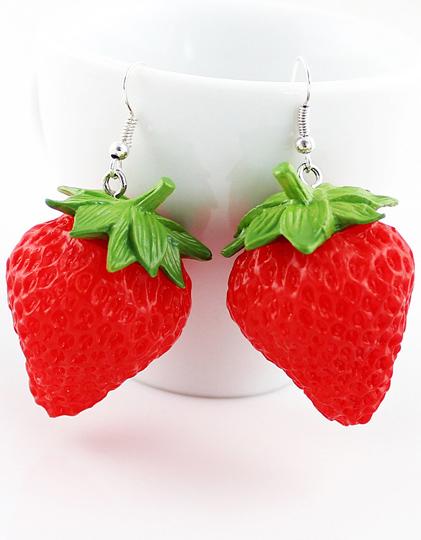 Shein Red Strawberries Dangle Earrings