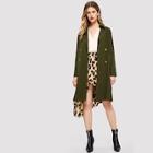 Shein Notched Collar Belted Button Up Coat
