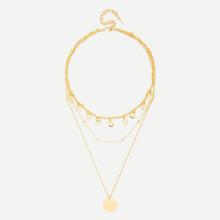 Shein Round Pendant Link Necklace With Ring Charm