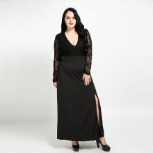 Shein Plus Split Side Lace Contrast Dress