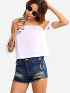 Shein Off The Shoulder Self-tie White Top