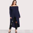 Shein Plus Fold Over Bardot High Low Tee