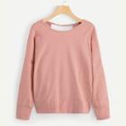 Shein Scoop-back Solid Sweatshirt