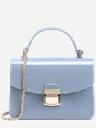 Shein Baby Blue Pushlock Closure Plastic Handbag With Chain