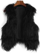 Shein Black Dip Hem Faux Fur Vest