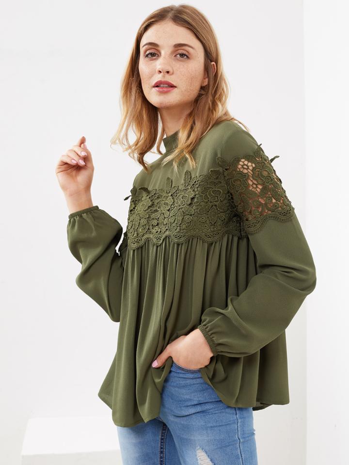 Shein Crochet Insert Babydoll Top