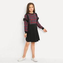 Shein Girls Plaid Sweatshirt With Skirt
