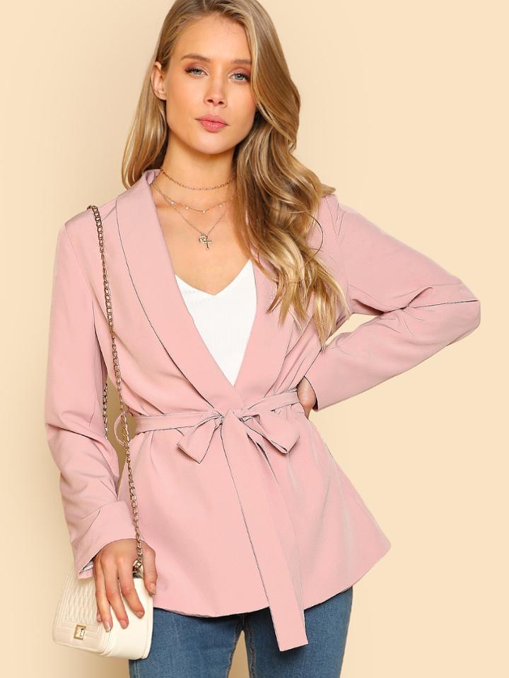Shein Shawl Collar Self Belted Blazer