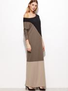 Shein Color Block Cut And Sew Drop Shoulder Maxi Dress