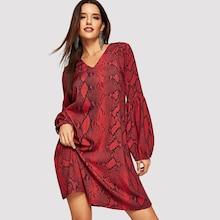Shein V Neck Snake Print Dress