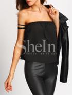 Shein Black Off The Shoulder Three Straped Sleeve Blouse