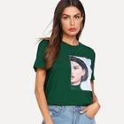 Shein Girl Patch Letter Print Tee