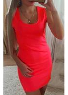 Rosewe Square Neck Sleeveless Red Bodycon Dress