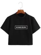Shein Black Letter Print Crop T-shirt
