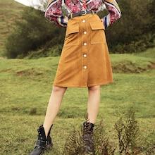Shein Pocket Front Button Up Suede Skirt Without Belt