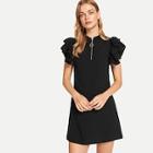 Shein Butterfly Sleeve Zip Neck Dress