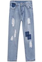 Shein Blue Ripped Loose Denim Pant