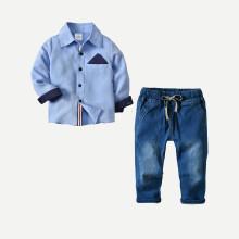 Shein Boys Contrast Panel Shirt With Jeans