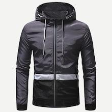 Shein Men Color Block Windbreaker Hooded Jacket