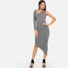 Shein Asymmetric Shoulder And Hem Fitted Dress