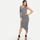 Shein Asymmetric Shoulder And Hem Fitted Dress