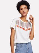 Shein Tassel Trim Embroidered T-shirt