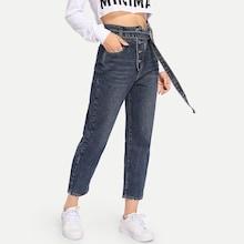 Shein Self-tie Button Decoration Jeans