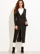 Shein Black Ribbed Single Breasted Long Coat