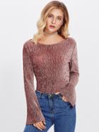 Shein Bell Sleeve Beading Slim Top