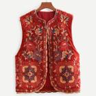 Shein Floral Embroidered Velvet Vest