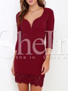Shein Red With Lace Bodycon Dress