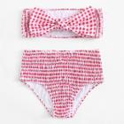 Shein Gingham Shirred Bow Tie Bikini Set