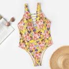 Shein Plus Ladder Cut-out Floral Swimsuit