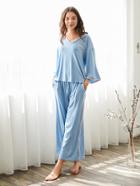 Shein Contrast Trim Tee & Pants Pajama Set