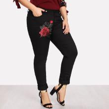 Shein Plus Embroidered Applique Pants
