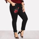 Shein Plus Embroidered Applique Pants