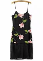 Rosewe Enchanting Mesh Splicing Flower Print Spaghetti Strap Dress